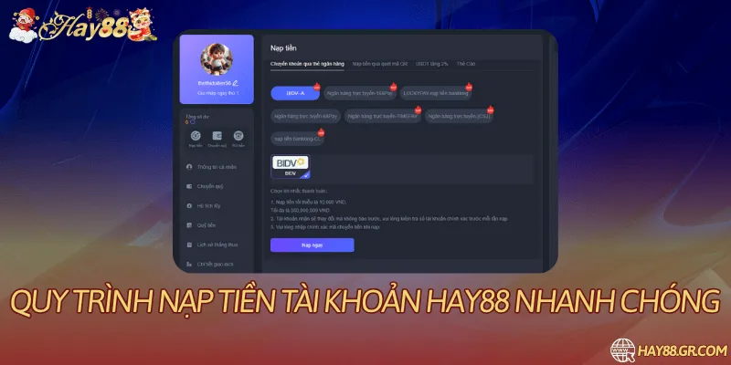 Dữ liệu nhận và trạng thái nạp